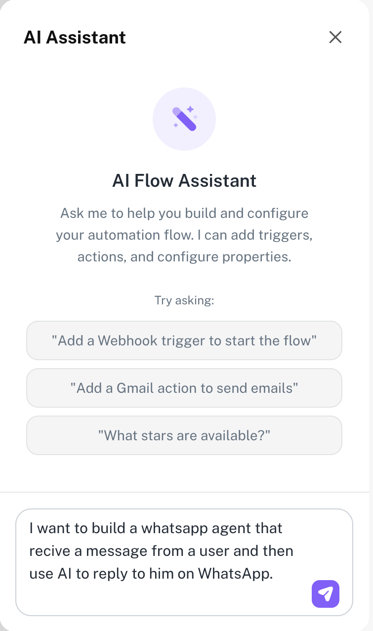AI assistant creating a new flow