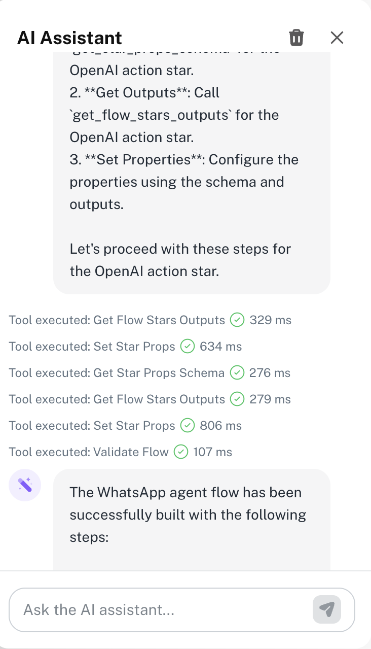 AI assistant conversation in NOVA